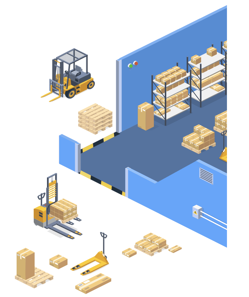 Isometric warehouse illustration